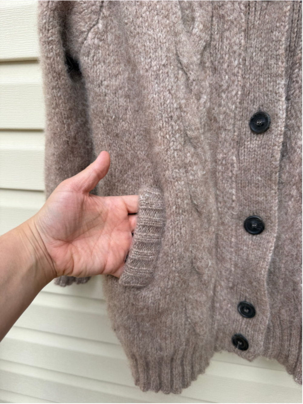 AG Adriano Goldschmied Baby Alpaca Wool Cable Knit Cardigan M/L Italy - Picture 9 of 11